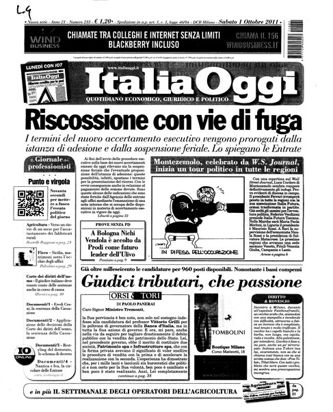 Italia oggi : quotidiano di economia finanza e politica